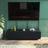 58''Tv Console With Modern Unique Spiral Wave Design With Storage Cabinet And 2 Drawers Tv Stand For Living Room, Bedroom, Black