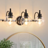 3-Lights Bathroom Vanity Lighting Fixtures Brushed Gold Modern Vanity Light 22Inch Bathroom Light Fixture Bathroom Lights Over Mirror with Clear Glass Shade (E26 Base)