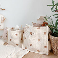 Cute Bear Embroidery Type Finishing Basket For Babies