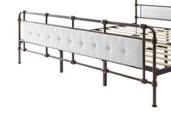 King Bed High Board Metal Bed - White