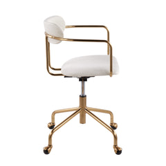 Contemporary Office Chair - Gold Metal and Cream Velvet