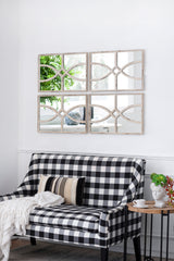 Rectangular Wooden Wall Mirrors with Distressed White Frame (Set of 2) - 16" x 23"