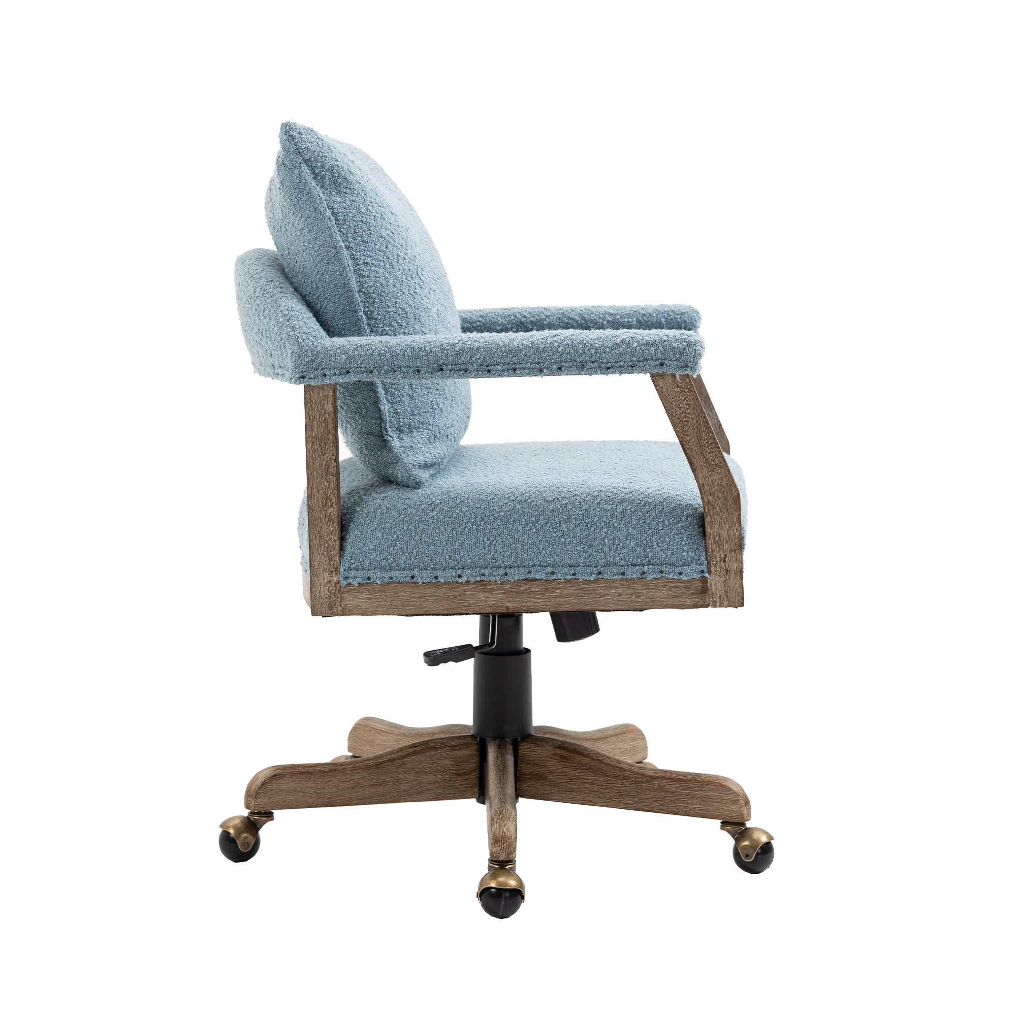 Office Chair Adjustable Swivel Chair Fabric Seat Home Study Chair - Light Blue