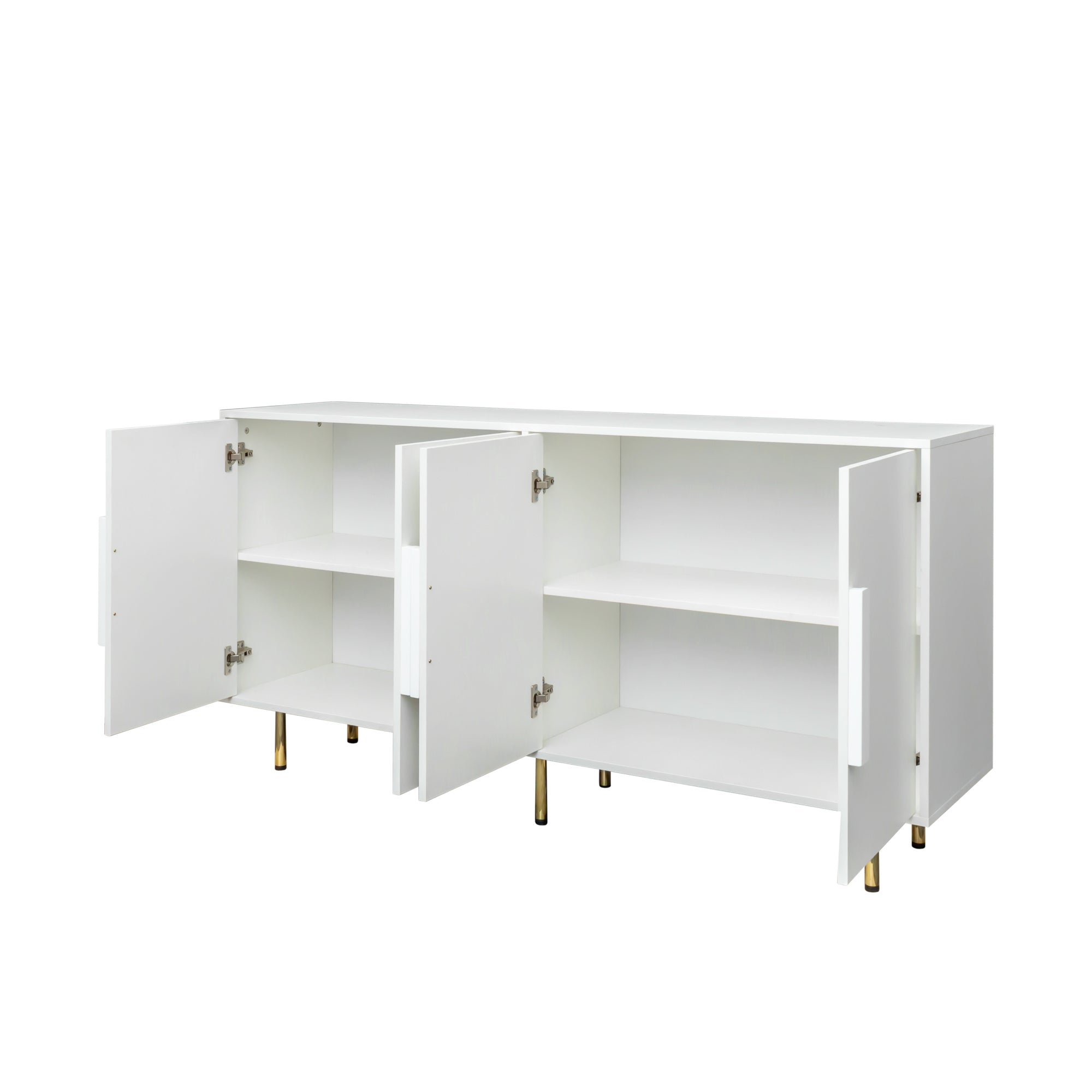 Sideboard Buffet Cabinet with Storage Modern Storage Cabinets with 4 Doors with Handle for Living Room Dining Room Entryway - White