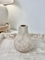 Beige Washed Wood Small Vase 6.5" tall