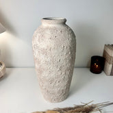 Minimalist Textured Hand-painted Ceramic Vase 18" tall - Cream Sand wash