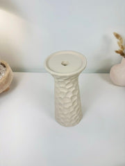 Minimalist Abstract Textured Candlestick 10'5 tall Beige Linen Color