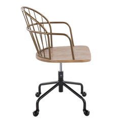 Farmhouse Adjustable Office Chair in Black Metal - White washed