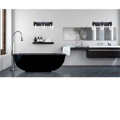 Vanity Bathroom Light Fixture Black 3 Lights Rustic Wall Sconce Lighting with Clear Glass Shade