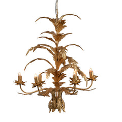 Gold Leaf 6-Light 30" Metal Chandelier - Gold