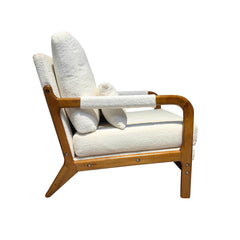 Modern Teddy Fabric Accent Chair Wood Frame - White