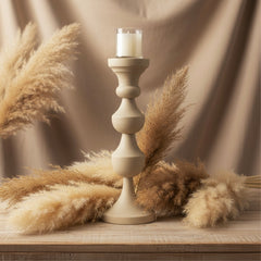 Sand Color Stone Style Candle Holder 15"