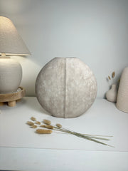 Modern Round metallic Beige Washed vase 14” tall