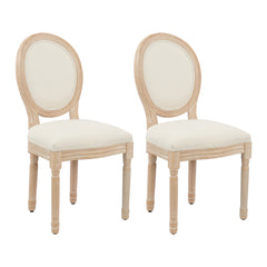 Set of 2 French Dining Chair with Rubber Legs - Beige