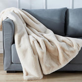 Cassilda Luxury Chinchilla Faux Fur Throw Blanket (50" x 60") - Beige