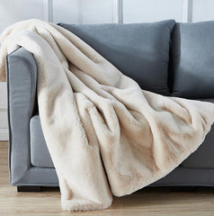 Cassilda Luxury Chinchilla Faux Fur Throw Blanket (50" x 60") - Beige