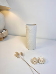 Minimalist Textured Hand-painted Glass Vase 8.5" tall - Off-White Cream