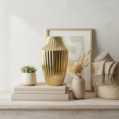 Luxury Gold Ceramic Vase with stripes 12"