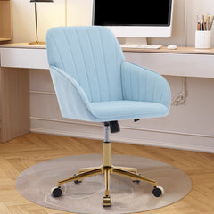 Adjustable Office Chair, Home Bedroom, Ergonomic Swivel Chair, Backrest Seat, Comfortable for Long Sitting - Light Blue