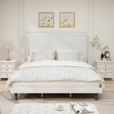 Stylish High Headboard Bed, 54 'High Headboard, High Quality, Comfortable High  Back Design Ideal for Reading or Relaxing, King Size, White