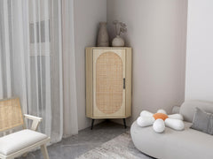 Corner Cabinet Rattan Door