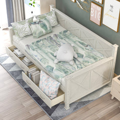 Twin Size Wooden Modern and Rustic Casual Style Daybed - Cream White