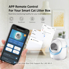 Self Cleaning Cat Litter Box, Automatic Cat Litter Box for Cat - White+Blue