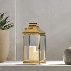 Elegant Stainless Steel Lantern Gold 16"H