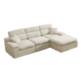 Modern Corner Chaise Sofa with High Backrest, L-Shaped Couch in Light Sage Green Chenille Fabric, Compressed High-Density Foam Cushions, Space-Saving No-Assembly Design for Living Room or Apartment