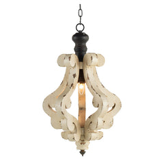 Farmhouse Chandelier Distressed White Pendant French Country Wood