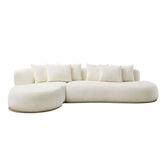 134.63'' Oversized L-Shape Sectional Sofa Couch with Facing Chaise Left Beige Sofa with Deep Seat for Living Room