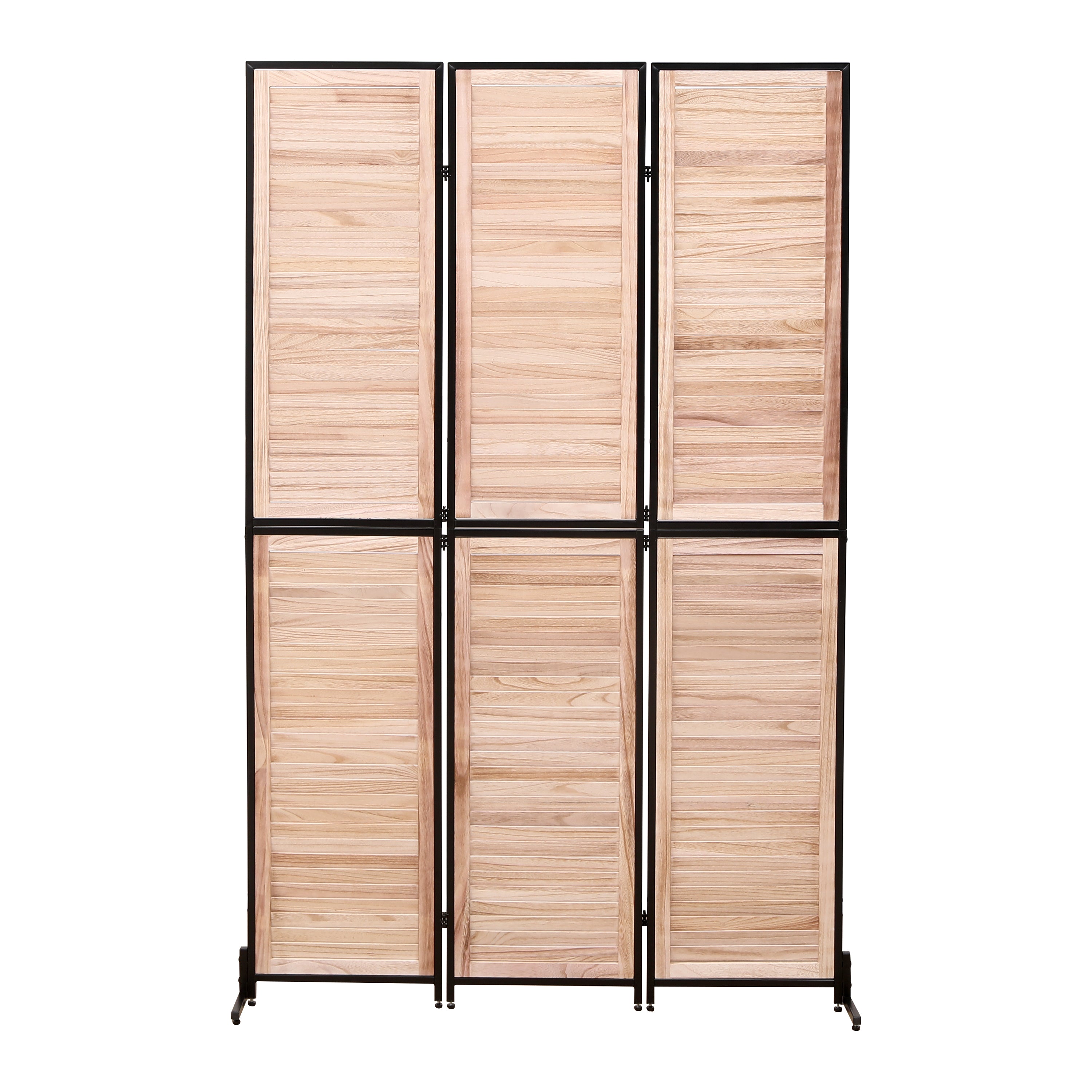 3 Panel Room Dividers and Folding Privacy Screen Natural Wooden Room Partitions 6ft - Natural