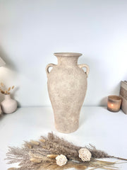Hand-painted Amphora Vase Ceramic 18"" tall - Cream Sand wash