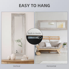 64"x21" Rustic Wood Farmhouse Style Floor Mirror, Vertical or Horizontal, Distressed Gray