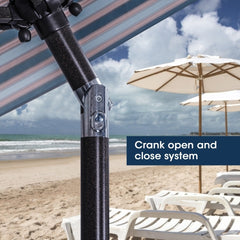 Black And White Umbrella Outdoor Patio Adjustable 9 Ft Patio Umbrella With Tilt Beach Garden