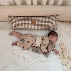 Cotton Baby Plaid Bear Embroidery Bedside Pillow