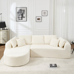 109 Inch Cloud Sectional Couch, Boneless Sofa for Living Room, Corduroy Modular Couch with L Shape Chaise, Modern Compressed Sofa in a Box, Memory Foam Filling (WHITE)
