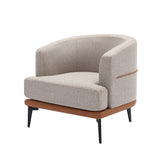 Modern Two-tone Barrel Fabric Chair Upholstered Round Armchair Burnt Orange Linen
