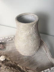 Rustic Hand-painted Ceramic Decorative Vase 10" - Light Beige wash