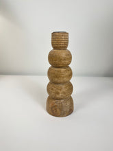 Rustic Wood Candle Holder 8"tall - Brown