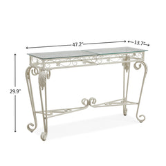 Modern Style Fancy Glass and Metal Table for Entrance, Console Tables for Entryway - White
