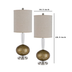 Table Lamp with Resin Ball Accent, Set of 2, Beige and Bronze