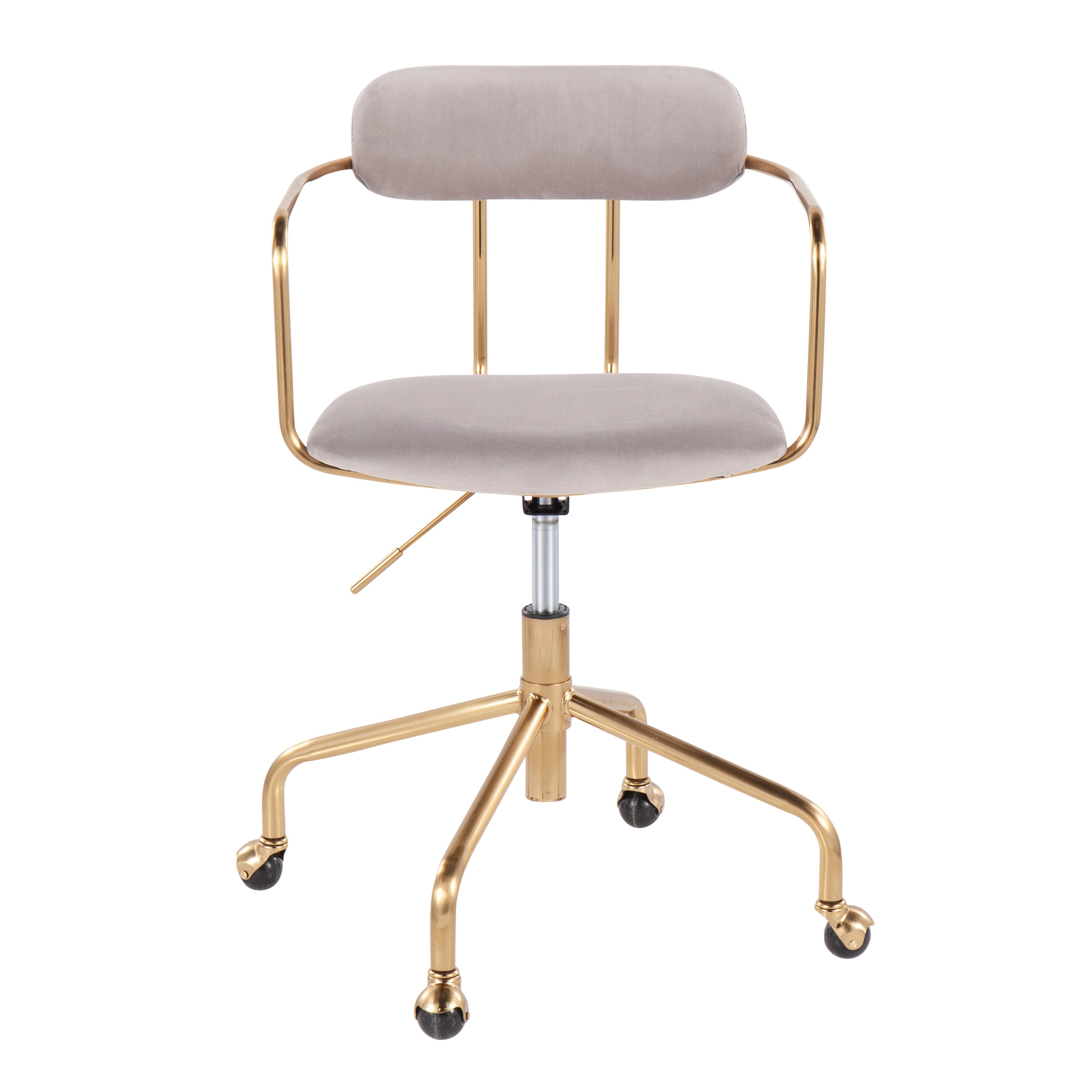 Demi Contemporary Office Chair - Gold Metal and Silver Velvet