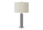 28"H, Table Lamp, Nickel Metal, Ivory / Cream Shade, Contemporary