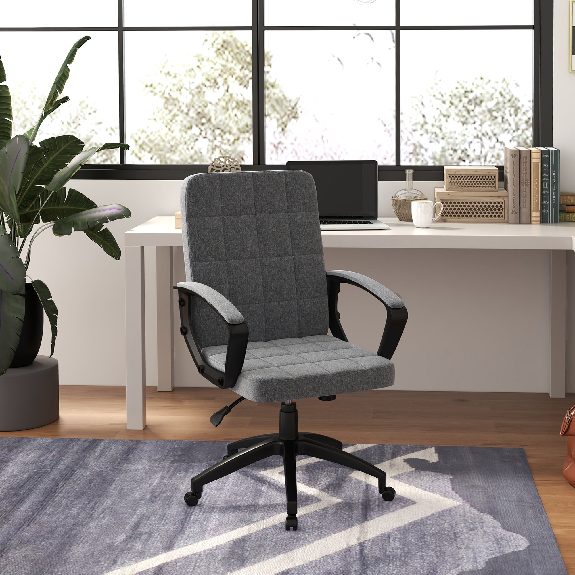 Executive Office Chair, Adjustable Height, Swivel Wheels, Mid Back, Charcoal Gray