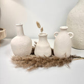 Set of 3 minimalist vases - hand painted and textured - off white