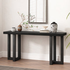 Geometric Design Console Table with Solid Pine Legs,Suitable for Entryway, Hallway, Living Room, Bedroom