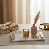 Elegant Marble Tray with Gold Handles 16" length