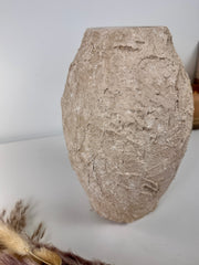 Rustic Minimalist Textured Hand-painted 10.5" tall - Beige Tan washed