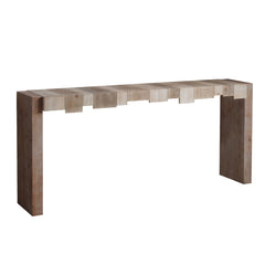 Modern Rustic Console Table - 71' Entryway Table with Sculpted Block Design - Narrow Sofa Table for Hallway, Living Room, or Foyer